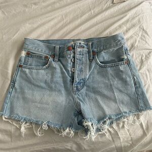Madewell Light Blue Frayed Jean Shorts denim